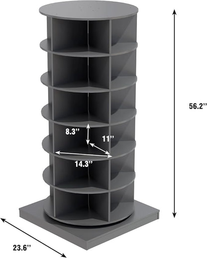 HomVent Rotating Shoe Rack, Wooden 6-Tier Spinning Shoe Rack Tower | 360° - Image 2