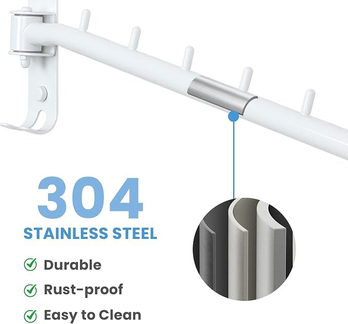 Mooche Swing Clothes Hanger Rack, Garment Racks Folding Clothes Bar Wall Mounted - Image 3