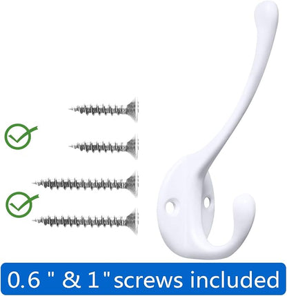 10 Pack Heavy Duty Dual Coat Hooks Wall Mounted - Image 2
