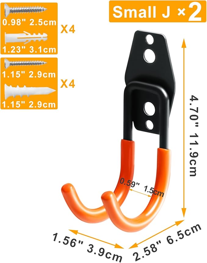 KURUI Heavy Duty Garage Hooks for Hanging, 2 Pack Metal Garage Organization - Image 2