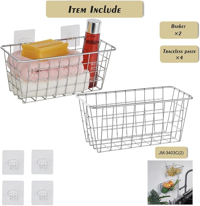 JUNCHU CHERRY 2 Pack Hanging Storage Basket, Bathroom Basket, Household Goods - Image 3