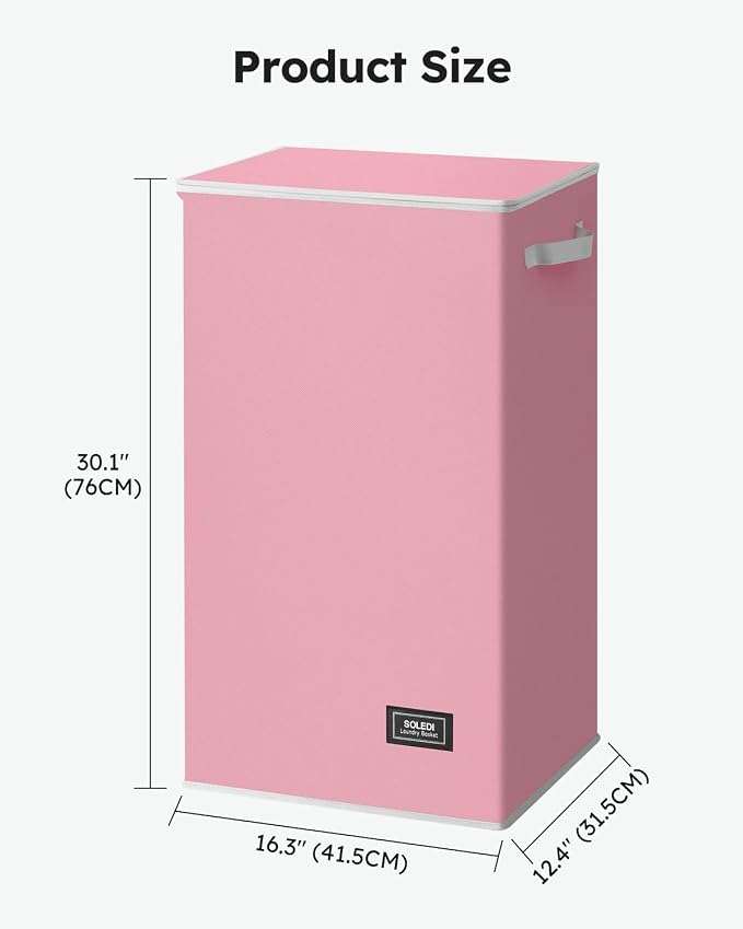 SOLEDI Laundry Hamper with Lid 100L Large & Tall Collapsible Laundry Basket - Image 3