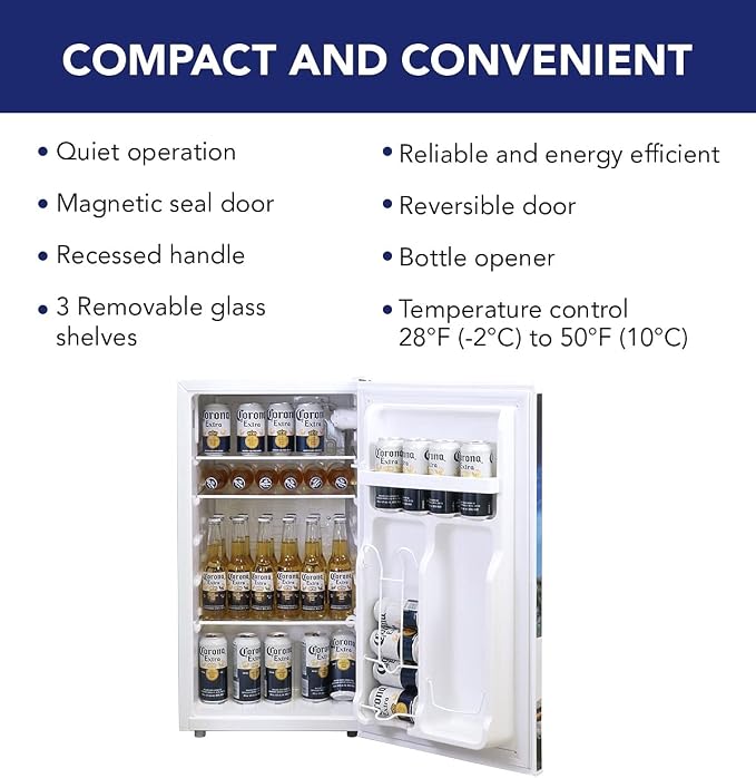 Corona Compact Fridge with Bottle Opener, 90 L/ 95 Quart 3.2 Cubic Foot - Image 4