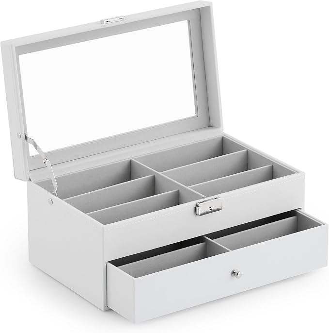 CO-Z Sunglasses Organizer with 12 Slots, Leather Eyeglasses Storage Box - Image 8