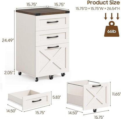 Halitaa Farmhouse 3 Drawer Small File Cabinet - Image 3