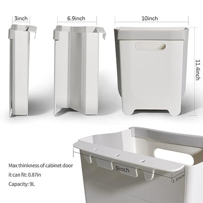 Hanging Collapsible Trash Can - 9L Wall Mounted Foldable Waste Bin - Image 7