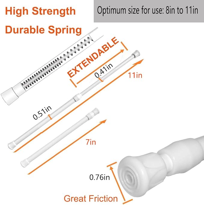 2 Pack Small Tension Rods 7 in to 11 Curtain Rods Window Rods in Extendable - Image 2