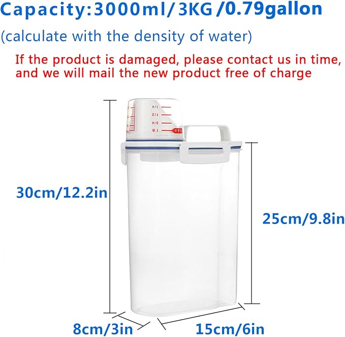 2 Pcs 5.5 LB Rice Storage Container, Airtight Cereal Flour Dispenser - Image 3