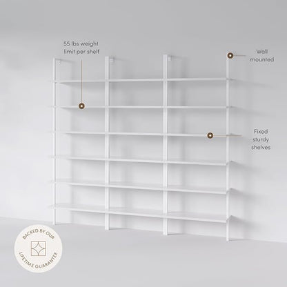 Nathan James Theo 6-Shelf Tall Modern Bookshelf, Wall Mount Ladder Shelf - Image 4