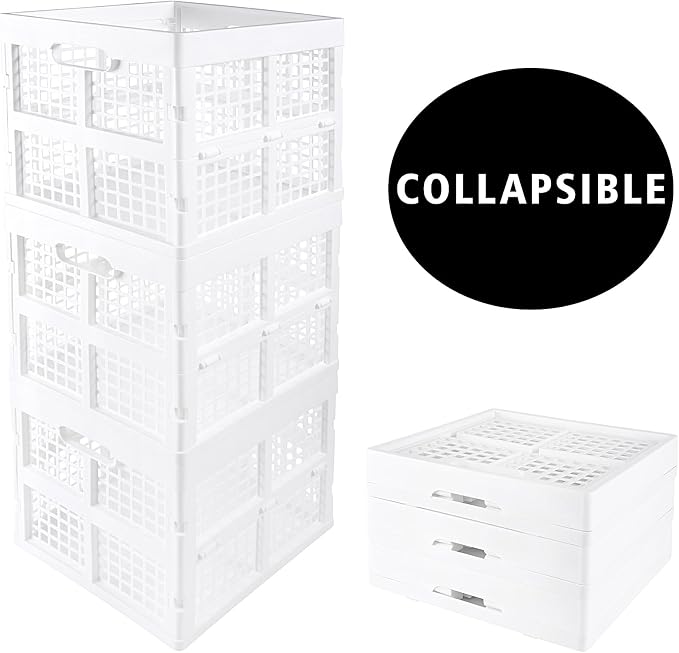 3-Pack Collapsible Plastic Storage Crates, Foldable Crates - Image 9