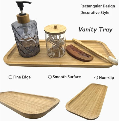 Wood Vanity Tray, Bathroom Counter Solid Bamboo Organizer, Toilet Tank Top - Image 3