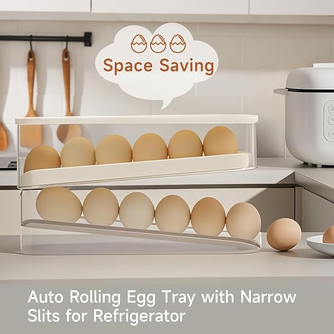 Rolling Egg Holder for Fridge, Egg Dispenser for Refrigerator, Automatic - Image 3