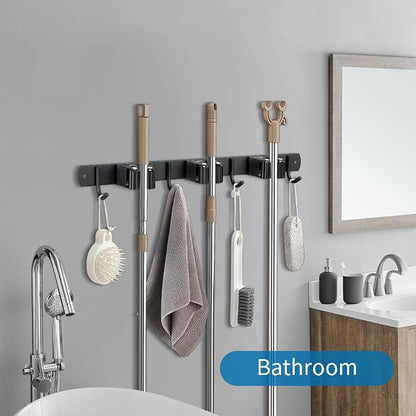 Broom Hanger and Mop Holder, Heavy Duty Garden Tool Organizer Rack Rake and - Image 4