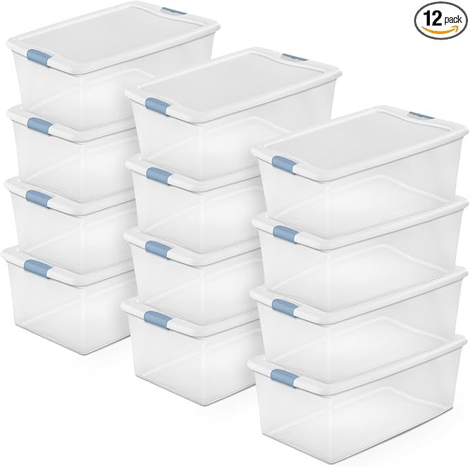 Sterilite 12-Pack Latching Box, Under Bed Storage Bins by Sterilite