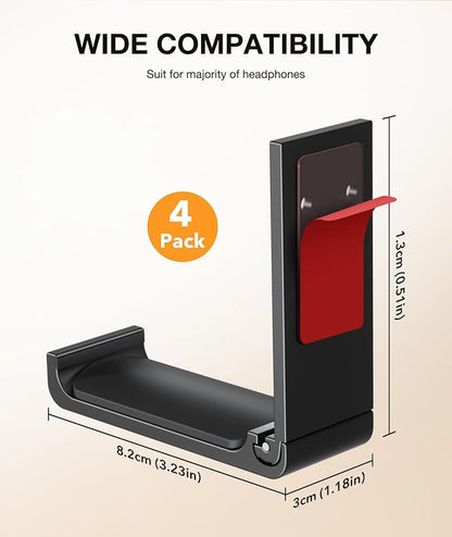 Foldable Aluminum Headphone Stand & Headset Holder Mount, Under Desk Wall Hook - Image 7