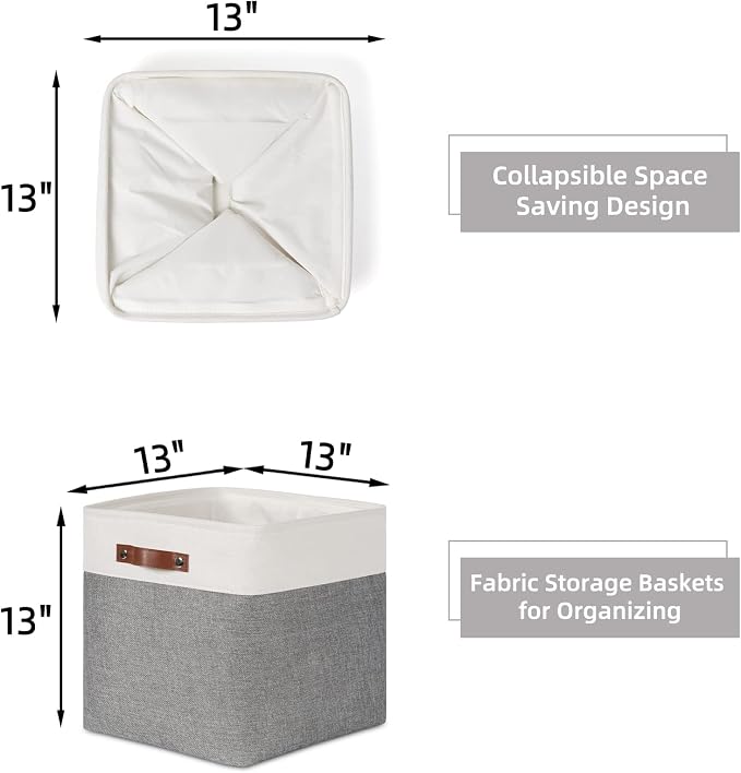 HNZIGE Foldable Storage Cubes Baskets Set Fabric Bins - Image 2