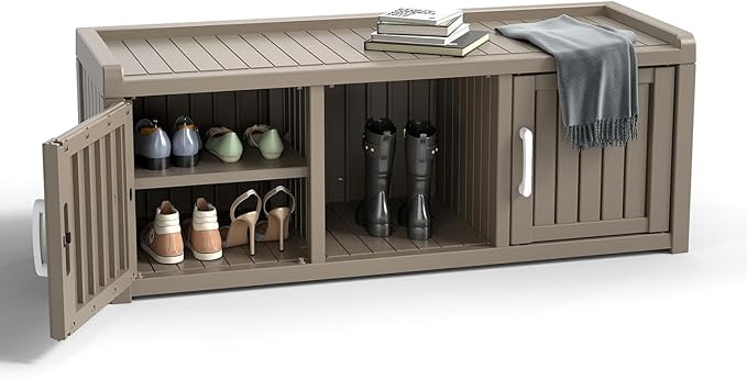 ROJIK Shoe Cabinet Waterproof UV-Resistant, Storage Bench Indoor Outdoor by ROJIK