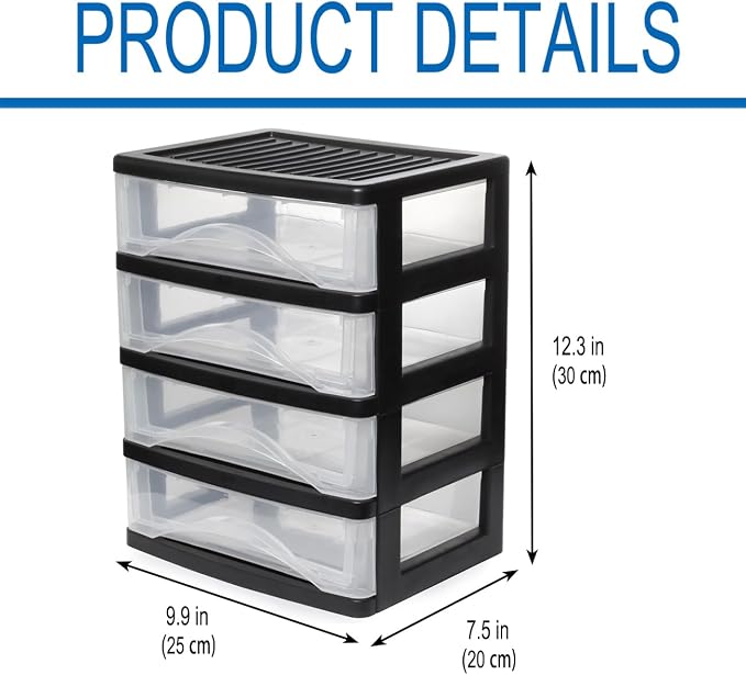 BYCY 4-Drawer Clear Stacking Desktop Organizer - Image 3