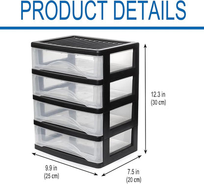 BYCY 4-Drawer Clear Stacking Desktop Organizer - Image 3