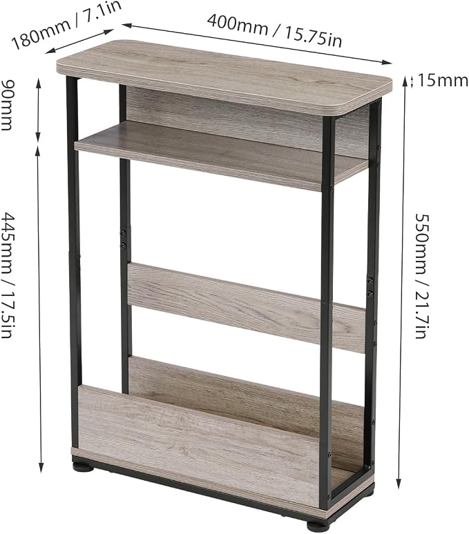 Narrow Side Table, 3-Tier Slim End Table - Image 3