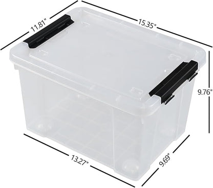4-Pack 24 Quart Storage Box, Built-In Rolling Wheels, Space-Saving Stackable - Image 2