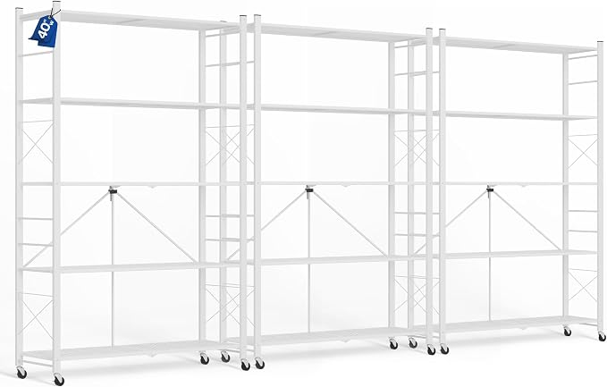 ALANNG 40" W Foldable 5-Tier Storage Shelves on Wheels Adjustable | Removable by ALANNG