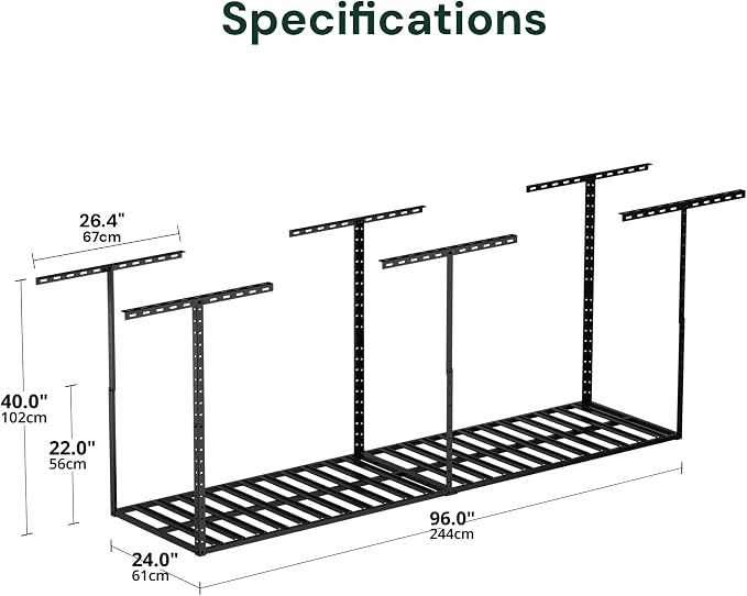 SunsGrove 2x8 Garage Storage Overhead Rack Organization, Adjustable Ceiling - Image 3