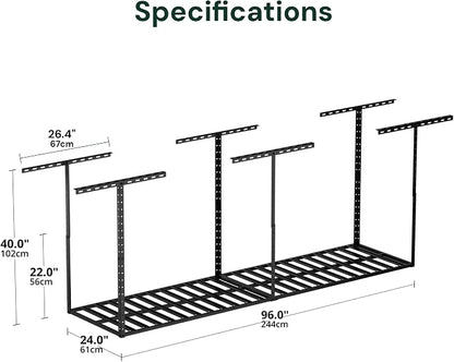 SunsGrove 2x8 Garage Storage Overhead Rack Organization, Adjustable Ceiling - Image 3