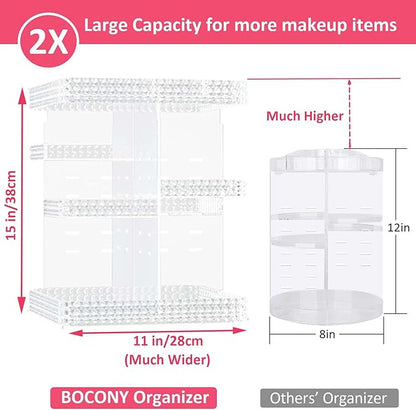 Rotating Makeup Organizer, Large Capacity Cosmetic Display Case, Acrylic - Image 2