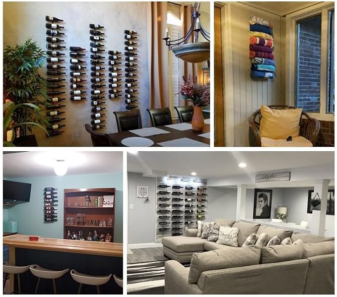 Sorbus Wall Mount Wine Rack – Holds 12 Bottles – Black Metal Wine Bottle Holder - Image 6