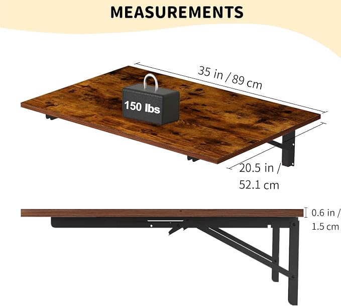 GOYLSER Wall Mounted Folding Table Floating Desk - Image 3