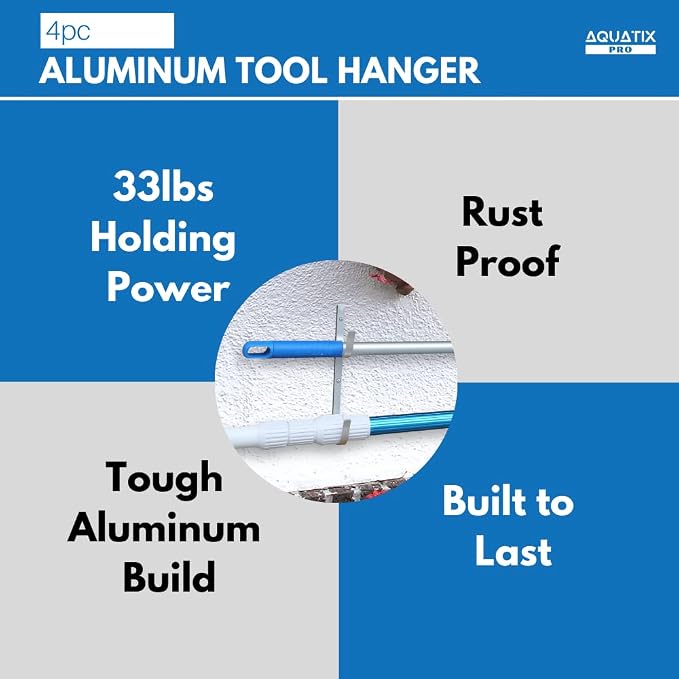 Aquatix Pro Pool Pole Hanger Premium Aluminium Holder Set, Ideal Hooks - Image 6