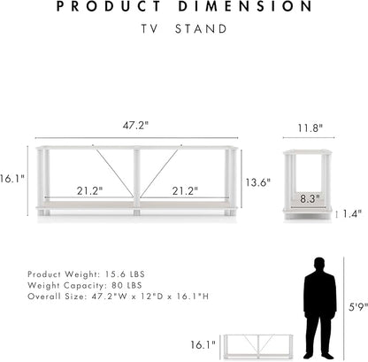 Homes: Inside + Out Apexa Modern 2-Tier Extra Wide Shelving Units, Collectibles - Image 3