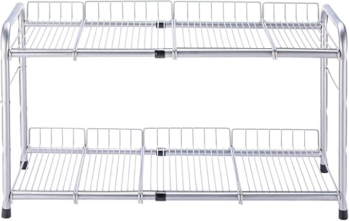 FlagShip 2 Tier Under Sink Organizers and Storage Rack Expandable Cabinet Shelf by FlagShip