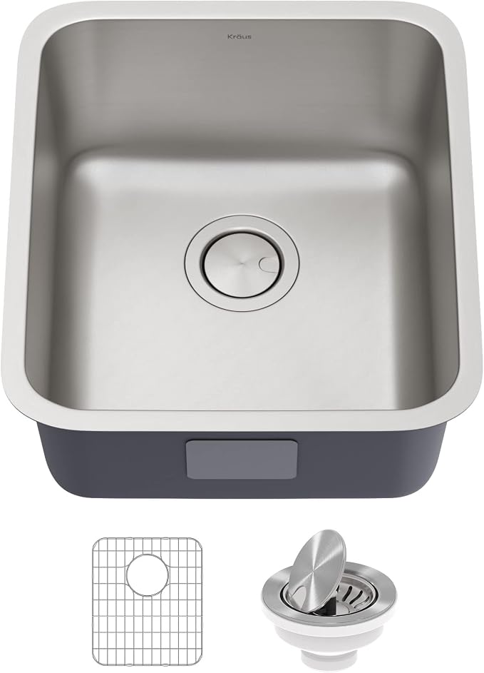 KRAUS Dex 17-inch Undermount 16 Gauge Stainless Steel Single Bowl Kitchen Sink - Image 11