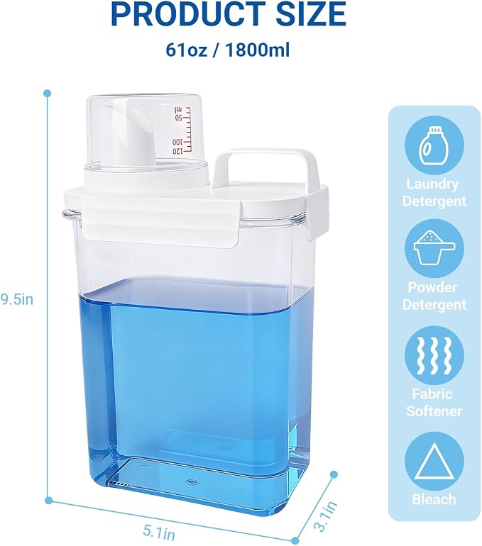 Laundry Detergent Dispenser - 61oz Refluxable Plastic Liquid Laundry Detergent - Image 2