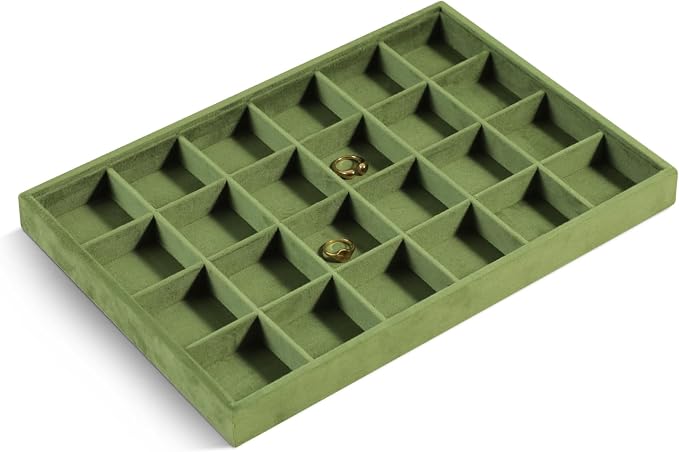 Velvet Stackable Jewelry Display Tray, 24 Grid Earring Ring Storage Tray - Image 4