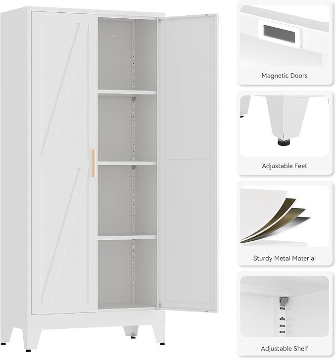 61"H Kitchen Pantry Storage Cabinet, Farmhouse Pantry Cabinet, Tree Doors - Image 6