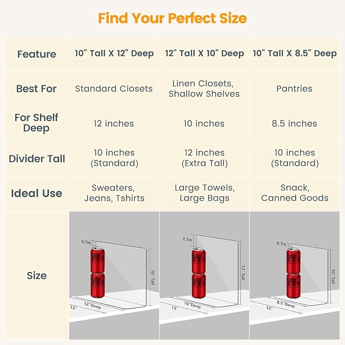 OKPOW Shelf Dividers for Closet Organization: 4 Pack Durable Clear Acrylic - Image 2