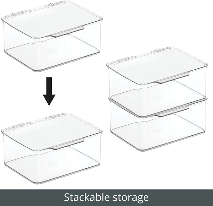 mDesign Plastic Playroom/Gaming Storage Organizer Box Containers, Hinged Lid - Image 4