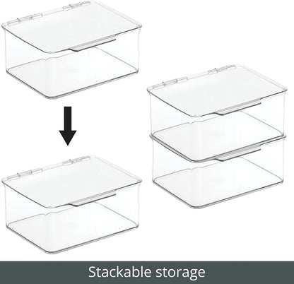 mDesign Plastic Playroom/Gaming Storage Organizer Box Containers, Hinged Lid - Image 4