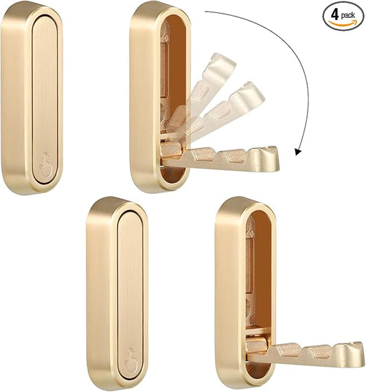 Foldable Wall Hook, 4 Pack, Screw Mounted, Heavy Duty Coat Hooks | 90° Foldable by Dntorx