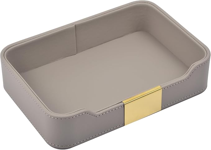 Luxury Leather Valet Tray Desktop Storage Organizer, Bedside Vanity Catchall by RHCSZ