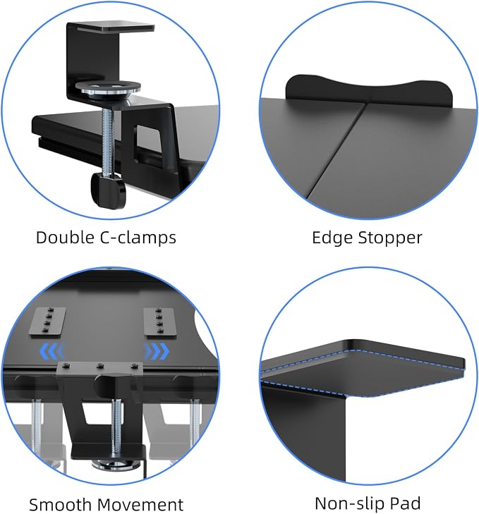 suptek Small Keyboard Tray Under Desk Pull Out - Image 8