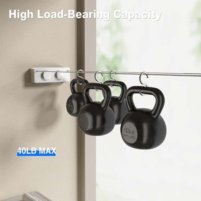 MUSTORN Retractable Twin Clothesline Indoor, Non-Sagging Outdoor Clothes Line - Image 5