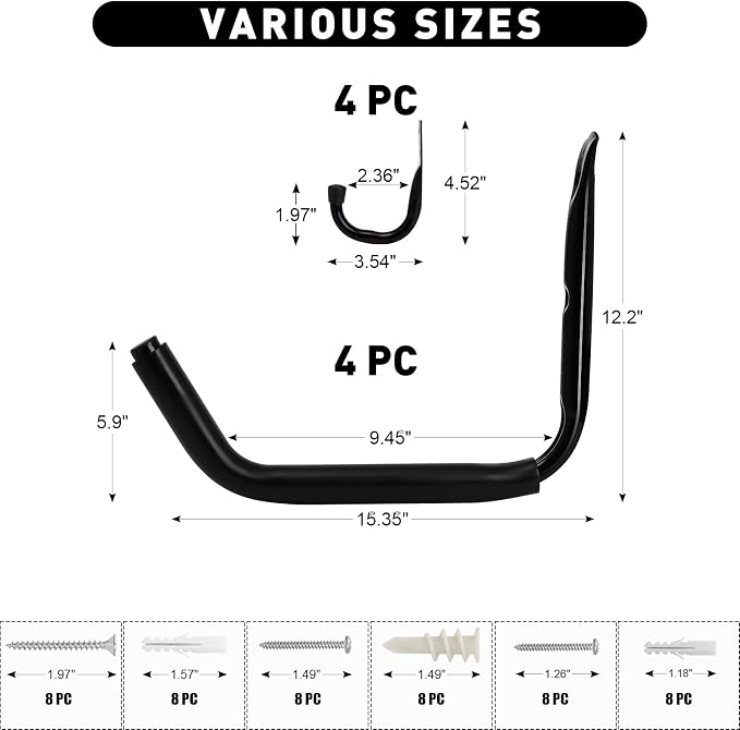 KURUI Heavy Duty Kayak Storage Rack, 100 LB Wall Mount Hooks - Image 3