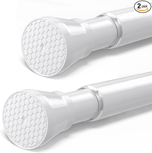Tension Curtain Rod 30 to 64 Inch 2Pack White Adjustable Curtain Rods No by QINGYUN