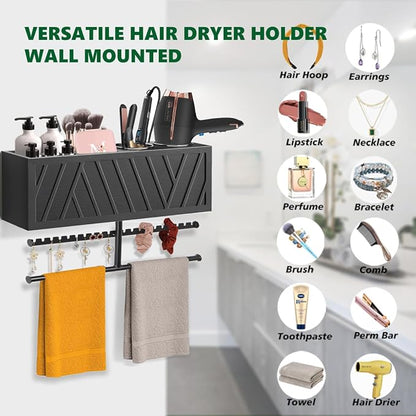 Rustic Hair Dryer Holder Wall Mounted, Hair Styling Tools & Accessories - Image 6