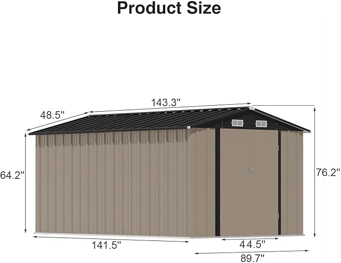 Patiowell 12 x 8 FT Outdoor Storage Shed, Large Metal Shed Storage - Image 2