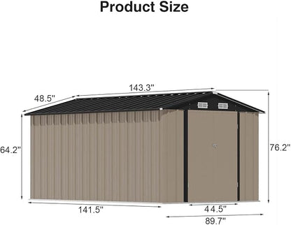 Patiowell 12 x 8 FT Outdoor Storage Shed, Large Metal Shed Storage - Image 2
